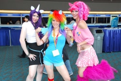 Size: 2896x1944 | Tagged: safe, derpibooru import, pinkie pie, rainbow dash, rarity, human, cosplay, irl, irl human, photo