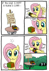 Size: 558x808 | Tagged: safe, artist:kturtle, fluttershy, pegasus, pony, comic, rubik's cube, solo