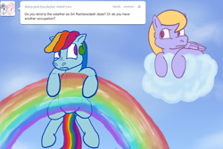 Size: 750x500 | Tagged: safe, artist:ratdust, cloud kicker, rainbow dash, rainbow dash (g3), g3, ask, ask g3 dashie, cloud, cloudy, rainbow, tumblr