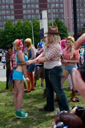 Size: 2848x4272 | Tagged: safe, derpibooru import, applejack, rainbow dash, human, converse, cosplay, irl, irl human, photo