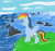 Size: 1260x1176 | Tagged: safe, artist:amateur-draw, derpibooru import, rainbow dash, pegasus, pony, 1000 hours in ms paint, cliff, ms paint, ocean, scenery