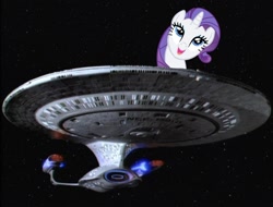 Size: 1000x761 | Tagged: safe, rarity, pony, unicorn, enterprise, pony & spaceship, star trek, star trek: the next generation, uss enterprise, uss enterprise d