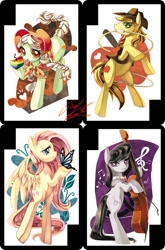 Size: 600x911 | Tagged: safe, artist:soukitsubasa, braeburn, fluttershy, granny smith, octavia melody, earth pony, pegasus, pony