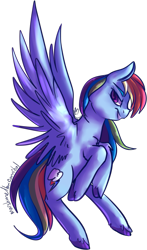 Size: 893x1519 | Tagged: safe, artist:marshmellowcannibal, artist:voidsucre, rainbow dash, pegasus, pony, cutie mark, female, flying, grin, lidded eyes, looking at you, mare, simple background, smiling, solo, spread wings, transparent background, wings