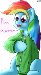 Size: 1000x1800 | Tagged: safe, artist:dreambreaker, rainbow dash, pegasus, pony, clothes, solo, sweater