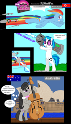 Size: 1024x1784 | Tagged: safe, artist:djsteelfox, dj pon-3, octavia melody, rainbow dash, vinyl scratch, earth pony, pegasus, pony, australia, bass cannon, cello, flag, musical instrument, north korea, north korean flag, nuclear weapon, speech bubble, sydney, sydney opera house, thought bubble, weapon