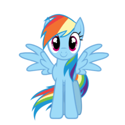 Size: 500x500 | Tagged: safe, artist:tridashie, derpibooru import, rainbow dash, pegasus, pony, animated, cute, dashabetes, female, gif, looking at you, mare, metronome, perfect loop, rocking, solo, spread wings