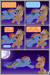 Size: 3254x4837 | Tagged: safe, artist:gutovi, derpibooru import, applejack, rainbow dash, earth pony, pegasus, pony, comic:why me!?, absurd resolution, comic, implied appledash, implied lesbian, implied shipping, this will end in tears and/or death