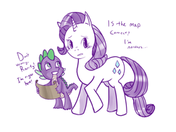 Size: 1280x960 | Tagged: safe, artist:owl-sama, rarity, spike, dragon, pony, unicorn, duo, female, male, mare, white coat