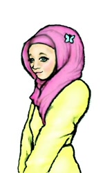 Size: 298x500 | Tagged: safe, fluttershy, hijab, humanized, islam, islamashy