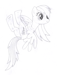 Size: 1216x1580 | Tagged: safe, artist:aafh, derpibooru import, rainbow dash, pegasus, pony, monochrome, solo, traditional art