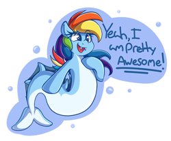 Size: 2416x2000 | Tagged: safe, artist:graphene, derpibooru import, rainbow dash, siren, comic:children of everfree, cute, dashabetes, dialogue, fanart, fangs, simple background, sirendash, sirenified, solo, species swap, speech bubble