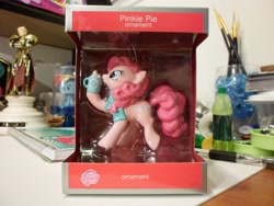 Size: 4608x3456 | Tagged: safe, derpibooru import, pinkie pie, rainbow dash, christmas, clothes, cup, cupcake keepsakes, drink, figure, funko, gilgamesh, hallmark, hearth's warming eve, irl, logo, merchandise, mug, ornament, photo, scarf, toy