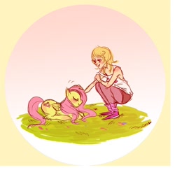 Size: 700x680 | Tagged: safe, artist:emmy, fluttershy, human, crossover, homestuck, roxy lalonde