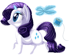 Size: 900x700 | Tagged: safe, artist:kittehkatbar, rarity, pony, unicorn, fluffy, magic, scissors, simple background, solo, spool, transparent background