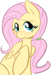 Size: 545x802 | Tagged: safe, artist:php27, fluttershy, pegasus, pony, blushing, cute, looking at you, ponytail, raised hoof, shy, smiling, vector