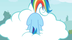 Size: 1920x1080 | Tagged: safe, screencap, rainbow dash, pegasus, pony, cloud, face down ass up, solo