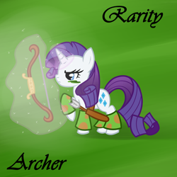 Size: 1000x1000 | Tagged: safe, artist:speccysy, rarity, pony, unicorn, archery, arrow, bow (weapon), fantasy class, solo