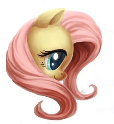 Size: 1000x1083 | Tagged: safe, artist:nattypants, fluttershy, pegasus, pony, bust, female, mare, portrait, profile, simple background, smiling, solo, white background