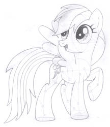 Size: 998x1156 | Tagged: safe, artist:aafh, derpibooru import, rainbow dash, pegasus, pony, monochrome, solo, traditional art