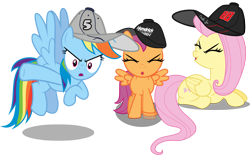 Size: 6259x3869 | Tagged: safe, artist:shutterflyeqd, derpibooru import, fluttershy, rainbow dash, pegasus, pony, absurd resolution, cap, dale earnhardt jr, hat, hendrick motorsports, kasey kahne, nascar, simple background, transparent background, vector