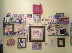 Size: 1280x956 | Tagged: safe, rarity, collection, irl, much rarity, photo, plushie, shrine, toy