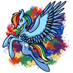 Size: 1000x1000 | Tagged: safe, artist:stereo-of-the-heart, derpibooru import, rainbow dash, pegasus, pony, flying, solo, spread wings, wings