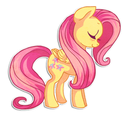 Size: 474x442 | Tagged: safe, artist:griffsnuff, fluttershy, pegasus, pony, blushing, drop shadow, eyes closed, female, mare, simple background, solo, transparent background, white outline