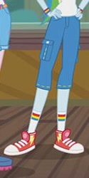 Size: 129x258 | Tagged: safe, derpibooru import, rainbow dash, equestria girls, legend of everfree, bracelet, clothes, converse, hand on hip, hips, jewelry, legs, pants, pictures of legs, shoes, sneakers, socks, wristband