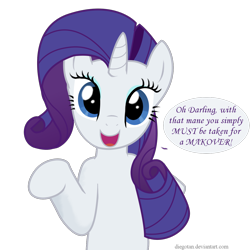 Size: 1260x1260 | Tagged: safe, artist:diegotan, rarity, pony, unicorn, bronybait, female, horn, makeover, mare, solo