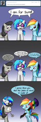 Size: 626x1844 | Tagged: safe, artist:kiyoshiii, dj pon-3, octavia melody, rainbow dash, vinyl scratch, earth pony, pegasus, pony, unicorn, ask, electric guitar, grammar error, guitar, tumblr