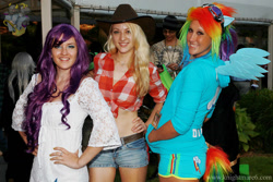 Size: 1404x936 | Tagged: safe, derpibooru import, applejack, rainbow dash, rarity, human, cosplay, irl, irl human, photo