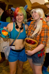 Size: 683x1024 | Tagged: safe, derpibooru import, applejack, rainbow dash, human, cosplay, irl, irl human, photo