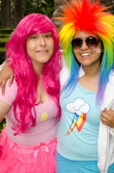 Size: 3264x4928 | Tagged: safe, derpibooru import, pinkie pie, rainbow dash, human, cosplay, irl, irl human, photo