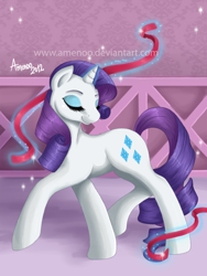 Size: 400x533 | Tagged: safe, artist:amenoo, rarity, pony, unicorn, female, horn, mare, solo, white coat