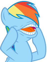 Size: 1931x2547 | Tagged: safe, artist:scourge707, derpibooru import, rainbow dash, pegasus, pony, biting pear of salamanca, female, lolwut pear, mare, nightmare fuel, not salmon, simple background, solo, transparent background, wat