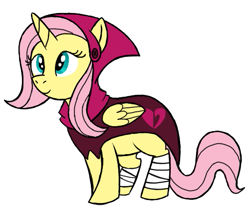 Size: 501x425 | Tagged: safe, artist:darlimondoll, fluttershy, alicorn, pony, bandage, crossover, fluttercorn, god tier, god tiers, hero of heart, homestuck, maid of heart, race swap