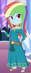 Size: 703x1651 | Tagged: safe, artist:unicornsmile, derpibooru import, rainbow dash, equestria girls, 12th century, brave (movie), clothes, costume, crossover, disney, looking at you, merida, middle ages, open clothes, solo