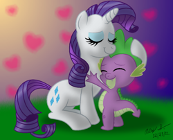 Size: 1024x826 | Tagged: safe, artist:aleximusprime, rarity, spike, dragon, pony, unicorn, female, interspecies, male, shipping, sparity, straight