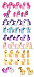 Size: 1508x3429 | Tagged: safe, artist:mixermike622, derpibooru import, applejack, berry punch, berryshine, fluttershy, nurse redheart, pinkie pie, rainbow dash, rarity, twilight sparkle, earth pony, pegasus, pony, unicorn, mane six, reference sheet, vector