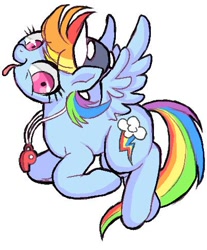 Size: 402x486 | Tagged: safe, artist:susu, rainbow dash, pegasus, pony, hat, simple background, solo, whistle