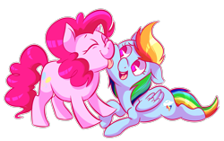 Size: 2869x1801 | Tagged: safe, artist:comikazia, derpibooru import, pinkie pie, rainbow dash, earth pony, pegasus, pony, female, lesbian, licking, pinkiedash, shipping