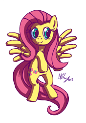Size: 1748x2480 | Tagged: safe, artist:projectzuel, fluttershy, pegasus, pony, bipedal, female, full face view, looking away, mare, simple background, smiling, solo, spread wings, transparent background, wings
