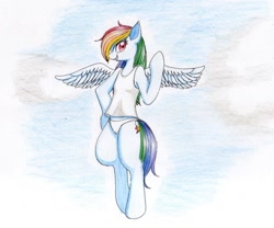 Size: 1024x853 | Tagged: safe, artist:unousaya, rainbow dash, pegasus, pony, clothes, solo, traditional art