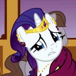 Size: 500x500 | Tagged: safe, screencap, rarity, pony, unicorn, clothes, cringing, jewelry, tiara