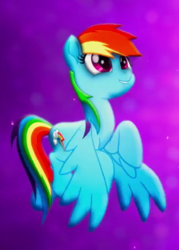 Size: 384x536 | Tagged: safe, derpibooru import, screencap, rainbow dash, pegasus, pony, my little pony: the movie, cropped, female, lip bite, mare, purple background, rainbow dash is best facemaker, simple background, solo