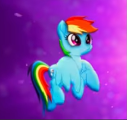 Size: 525x496 | Tagged: safe, derpibooru import, screencap, rainbow dash, pegasus, pony, my little pony: the movie, cropped, female, lip bite, mare, purple background, simple background, solo