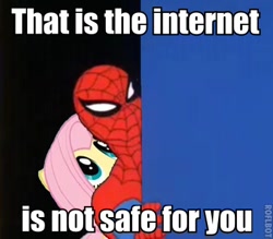 Size: 400x350 | Tagged: safe, fluttershy, pegasus, pony, 60s spider-man, female, mare, meme, spider-man