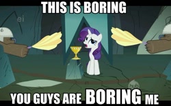 Size: 600x375 | Tagged: safe, rarity, diamond dog, pony, unicorn, caption, image macro, meme