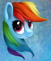 Size: 2324x2765 | Tagged: safe, artist:vird-gi, rainbow dash, pegasus, pony, blue coat, bust, female, mare, multicolored mane, solo